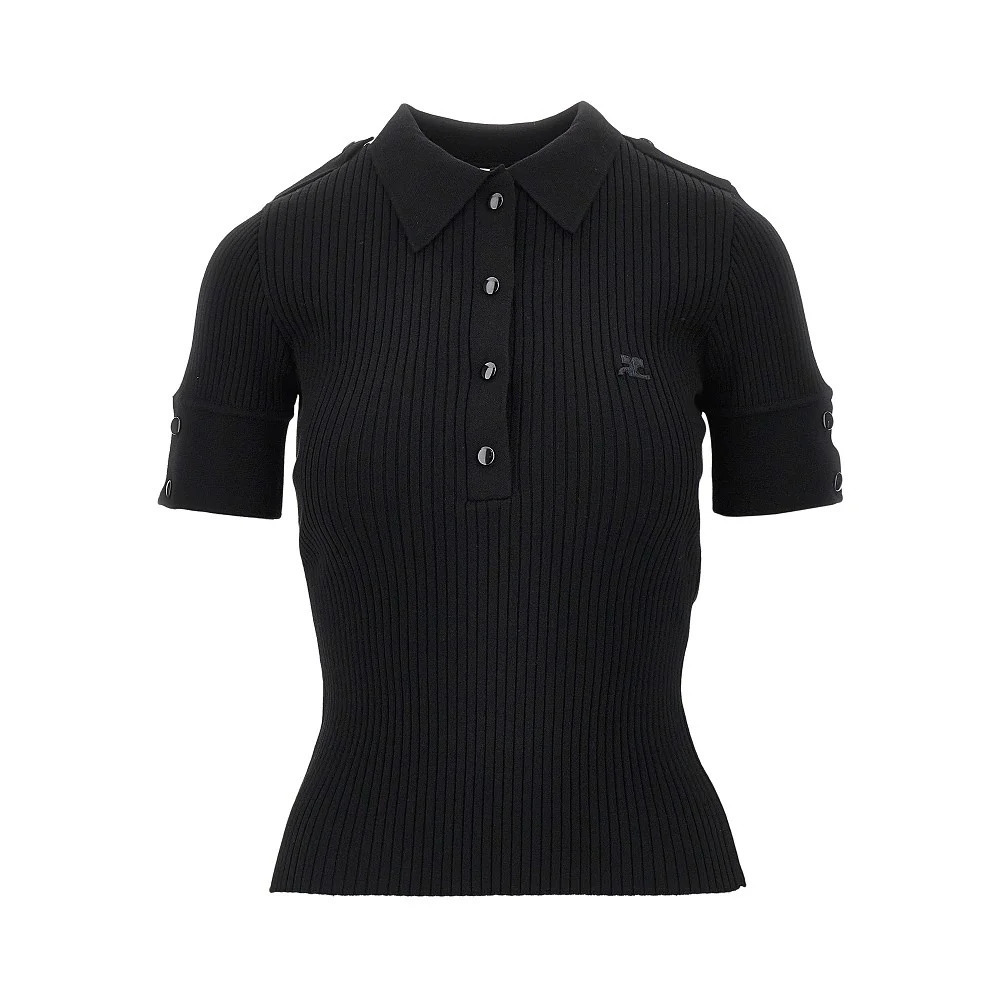 Courreges Ribbed Knit Polo Shirt